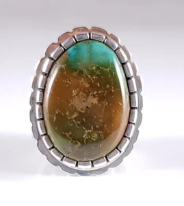 Anillo Bryan Joe Navajo Plata Esterlina Hecho a Mano Banda Ancha Moctezuma Turquesa  - Imagen 1 de 8
