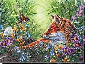 Zum Selbermachen Perlenstickset Fuchs in Gras Perlen Nähen Nadelstich Perlenarbeit - Bild 1 von 16