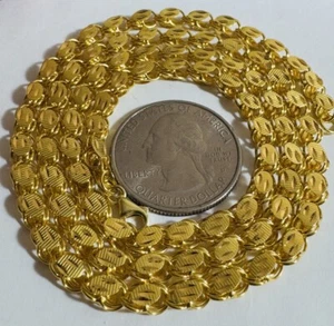Pure Au750 18K Yellow Gold Chain 5mm Damascus Link Necklace 13.2g 21.6/22 inch - Picture 1 of 22