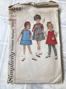 60er Jahre Vintage Simplicity Schnittmuster 5046 Baby Mädchen Kleid oder Top & Hose Gr. 2 - Bild 1 von 3