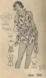 1940s Vintage Sewing Pattern B38 BATHING SUIT & STOLE (1354)  - Picture 1 of 2