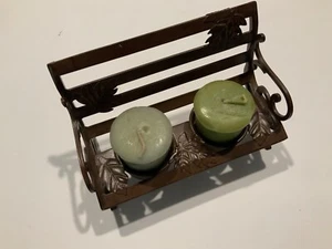 Yankee Candle Bronze Metal Bench tea Light Holder never used includes 2 votives - Picture 1 of 11