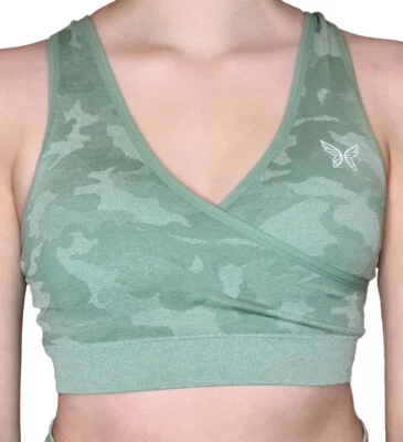 Elise Sports Womens Green Camo Sports Bra Yoga/Pilates, Gym and Running - Image 1 of 4