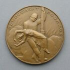 French, Antique Medal. Woman, Female. Firefighter, Fireman, Helmet. By Doumenc.