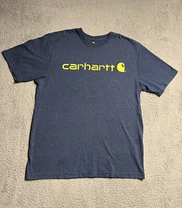 Carhartt T Shirt Short Sleeve Blue Work Big Logo Cotton Soft Mens Size M - Picture 1 of 10