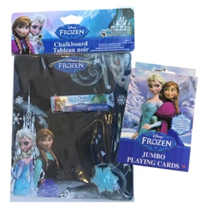 Disney Frozen Toy Chalkboard & Jumbo Playing Cards Elsa, Anna, Olaf New Lot of 2 - Picture 1 of 8