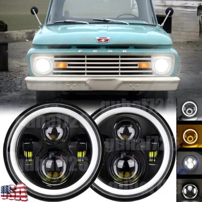 Par de faros proyectores LED de 7" para camioneta Ford F-100 F-250 F-350 1953-1977 Foto 1 de 4