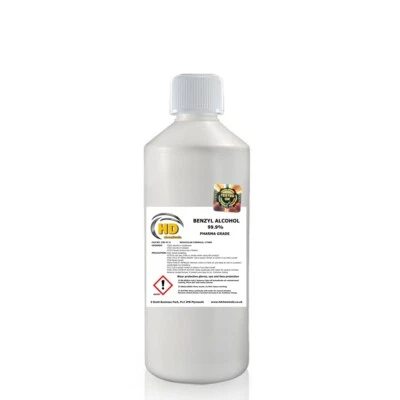 HD CHEMICALS Benzyl Alcohol 100% Pure Cosmetic Grade Preservative Solvent Fragrance 500ml