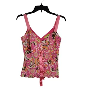 Sigrid Olsen Pink/Brown/Orange Floral Sleeveless Cami top - 4 Petite - Picture 1 of 11