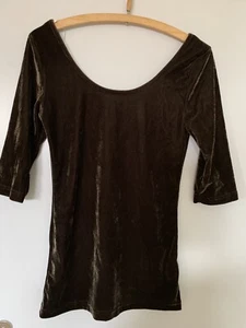 Samtpullover Braun Gr.34 / S/XS Pullover 3/4 Arm großer sexy Rückenausschnitt - Bild 1 von 5
