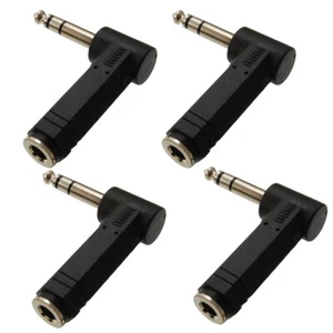4PCS Right-Angle 1/4" (6.35mm) TRS Stereo Male to Female Audio Adapter - Picture 1 of 7