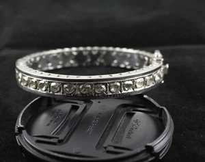 Diamond Bangle Natural Uncut Diamond Polki 925 Sterling Silver Diamond Bangle - Picture 1 of 3