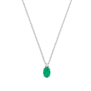 9ct White Gold Emerald and Diamond Necklace 0.43ctw Made in London - Picture 1 of 5