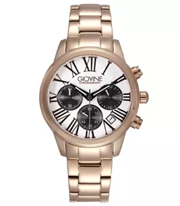 Reloj de cuarzo con cronógrafo de oro rosa de 38 mm Giovine para dama - OGI005/C/MB/RG/BN - Imagen 1 de 3