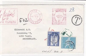 England to Switzerland 1967 Postings to Pay Machine Cancels Stamps Cover Rf25267 - Picture 1 of 2