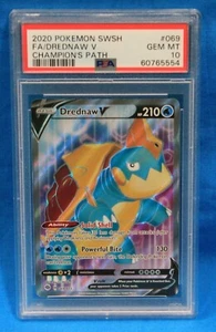 2020 POKEMON SWSH # 069 FA/DREDNAW V PSA 10 GEM MT # 60765554  CHAMPION'S PATH - Picture 1 of 2