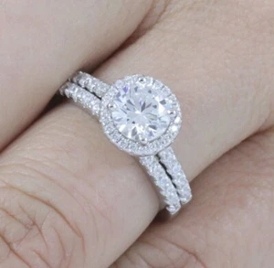 1CT Round CZ Engagement Ring Wedding Band Set 925 Sterling Silver 2.5-15 S6862 - Picture 1 of 9