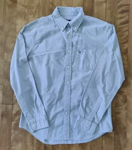 American Eagle Oxford Classic Fit Mens Shirt Medium L/S Gray Cotton - Foto 1 di 8