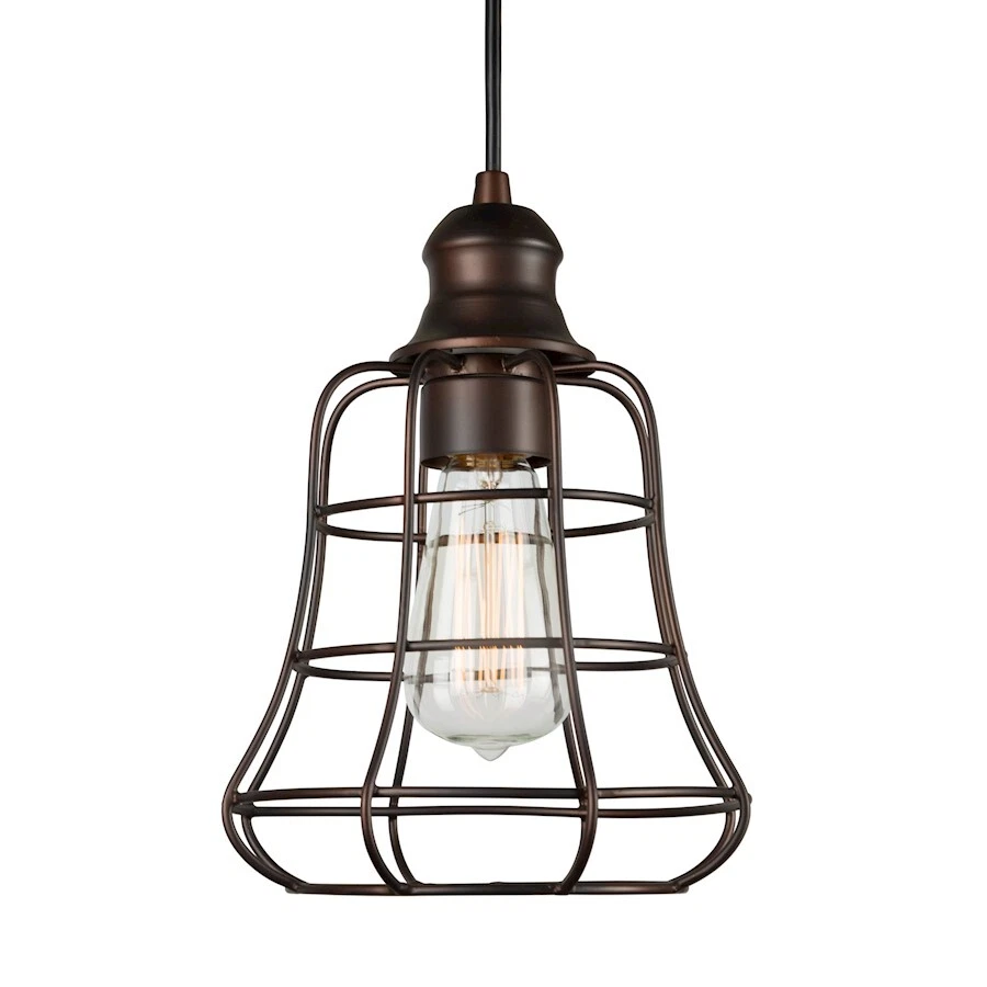 Forte Lighting 1-Light Cord-Hung Metal Caged Mini Pendant, Bronze - 7108-01-32 - Image 1 of 1