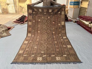 5'4x8'8 Ft Vintage Afghan Kilim Rug, Handwoven Flat Weave Wool Living Room Rug - Picture 1 of 14
