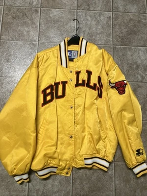 CHAQUETA DE SATÉN GRANDE VINTAGE RARA CHICAGO BULLS STARTER PARA HOMBRE NUEVA Foto 1 de 4