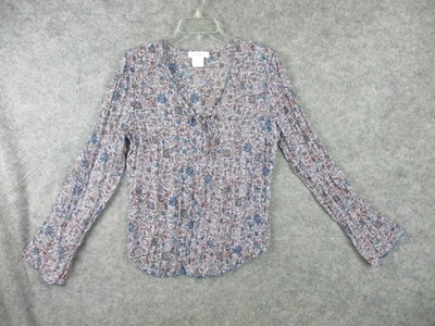 Blusa vintage Xhilaration para mujer grande floral plisada transparente cuello en V corbata campesina Foto 1 de 4