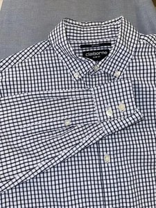 Claiborne Men's 80’s 2-ply cotton Slim Fit Black and White Checkered Shirt Small - Picture 1 of 7