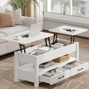 Rolanstar Couchtisch Höhenverstellbar, Couchtisch Holz mit Stauraum - Bild 1 von 6