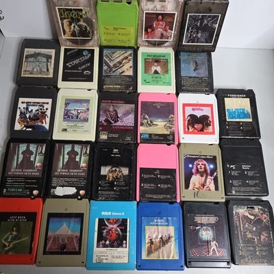 LOT OF 25 CLASSIC ROCK 8 TRACK TAPE AC/DC Blondie Heart Yes Beatles Frampton  - Bild 1 von 4