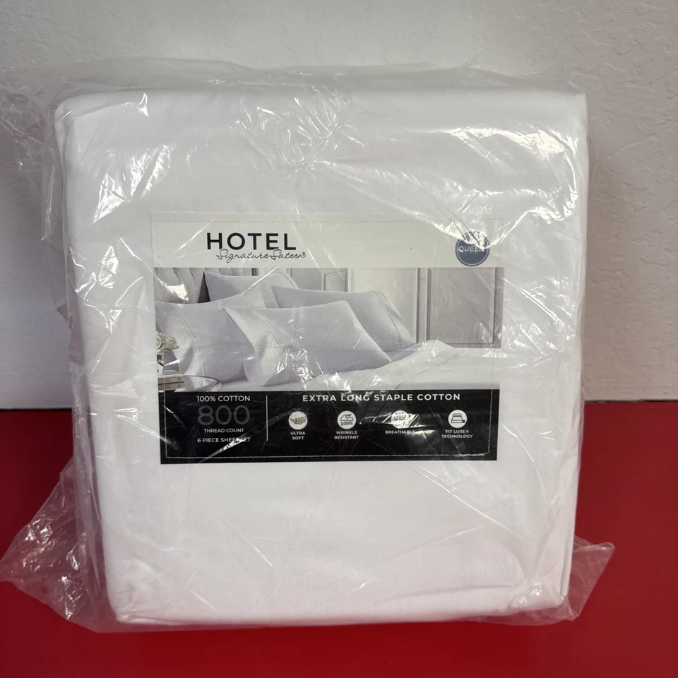 Hotel Signature 800 Thread Count Cotton 6-Piece Sheet Set Full White 1691366
