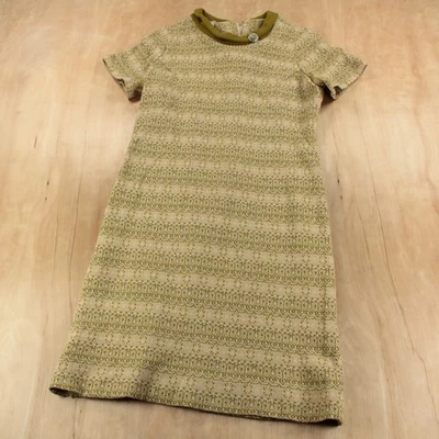 DAMON Vestido Midi Estampado Geométrico Elástico Lápiz Movible MEDIANO De Colección Años 60 70 Mod Foto 1 de 4