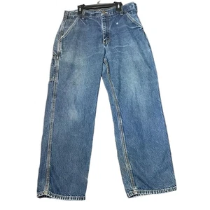 Carhartt Blue Jeans Herren 34x29 Carpenter Jeans Utility Taschen Workwear Vintage - Bild 1 von 20