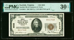 1929 $20 Norfolk, VA Ty. 1 Norfolk National Bank of Commerce & Trusts Ch. # 60 - Picture 1 of 2