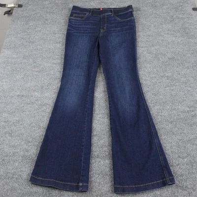 Pantalones de mezclilla Spanx tiro medio alto acampanados azul oscuro lavado elástico informales boho trabajo chic Foto 1 de 4