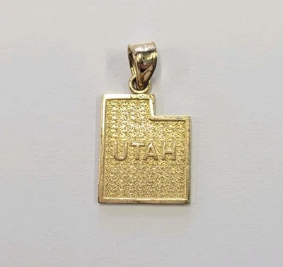  Colgante mapa oro amarillo 10K moda Utah diamante corte borde  Foto 1 de 4