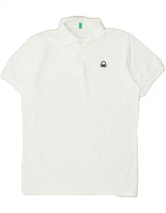BENETTON Boys Polo Shirt 13-14 Years 3XL White Cotton NS15 - Picture 1 of 3