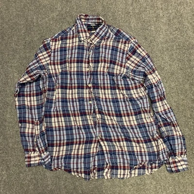 Polo Ralph Lauren Shirt Mens Large Plaid Indigo 100%  Linen Blend - Image 1 of 4