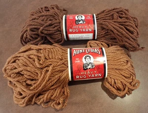 Aunt Lydia's Heavy Rug Yarn Lt Brown 241 and Brown 245 Bags Hats Pot Holders - Picture 1 of 4