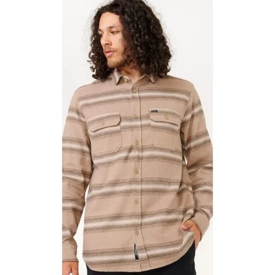 Rip Curl Steaz Flannel Shirt Mens Medium Stripe Long Sleeve New Streetwear - Image 1 of 4