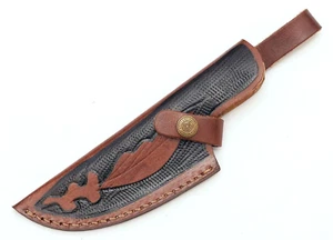 FONDINA FODERO CINTURA ARTIGIANALE IN PURA PELLE PER COLTELLO LAMA FISSA - Foto 1 di 8