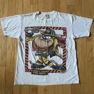 Vintage Taz Tshirt Men Large Fire Chief 1990’s Looney Tunes