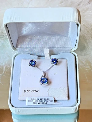 💎 10k Solid White Gold 'Sheer Luck' Topaz Gemstone Necklace & Earrings Set - Image 1 of 4