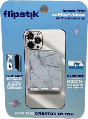 NEW Flipstik Defy Gravity Cell Phone Kickstand White Carrera Marble New Sealed - Image 1 of 2