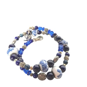 Boho Handcrafted Artisan Ceramic Bead Wrap Charm Bracelet Womens Costume Jewelry - Picture 1 of 4