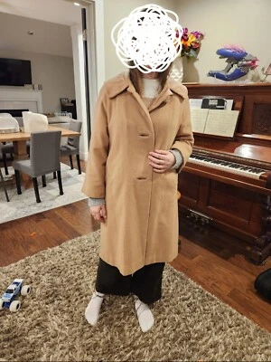 Gabardina vintage hecha en la Unión para mujer ILGWU longitud media lana tostada chaquetón Foto 1 de 4