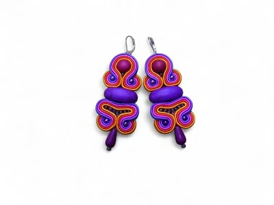 lange bunte Ohrringe, handgefertigt - Bild 1 von 4