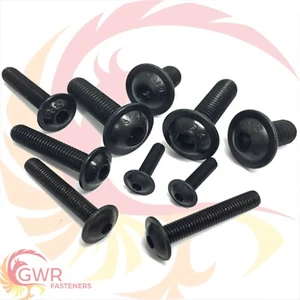 M8 Socket Flange Button Head Screws - High Tensile Black Allen Bolts - 8mm - Picture 1 of 4