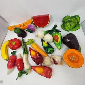 Paper Mache Vegetables and Fruits (You Pick) Mexican Folk Art Colorful Glazed - Picture 1 of 64