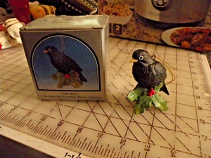 Andrea by Sadek Colly Bird Christmas Ornament Handpainted Porcelain Figurine BOX - Picture 1 of 6