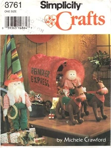 MUÑECAS Navidad Vaquero SANTA RENO Vagón Simplicidad 8761 SIN CORTAR Patrón de Costura - Imagen 1 de 4